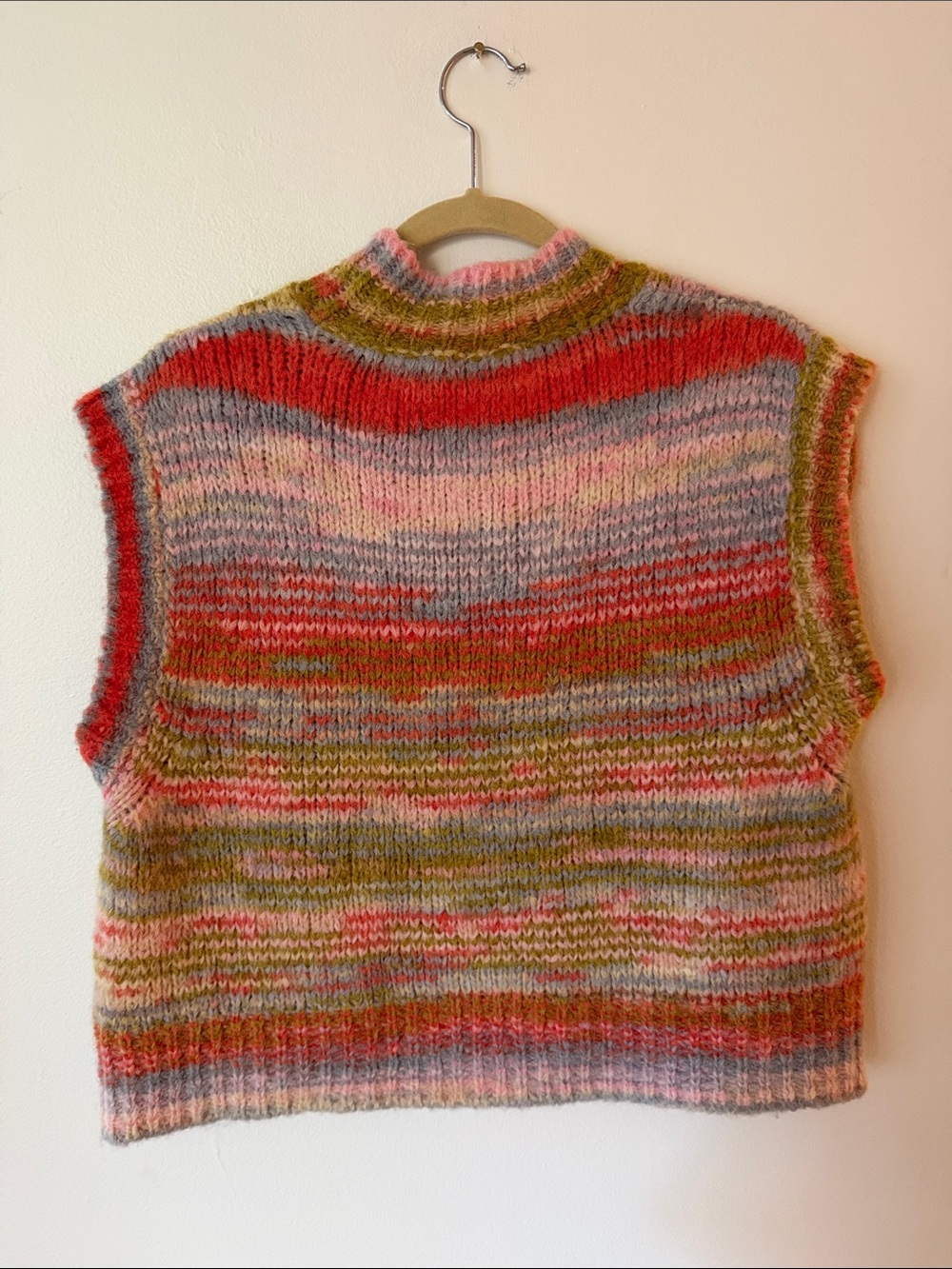 Daniele Fiesoli Italia Collezione N.01 Alpaca Wool Pink Red Green Sweater Vest S - Picture 8 of 8